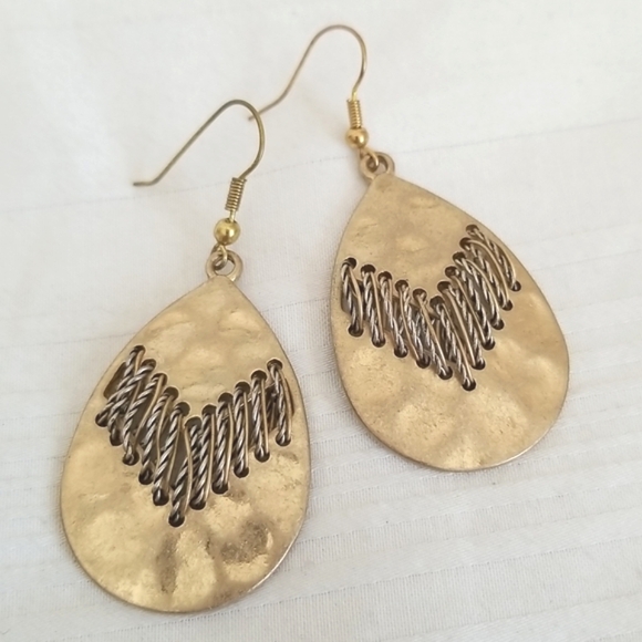 Gold Teardrop Decorative Earrings - Picture 1 of 4